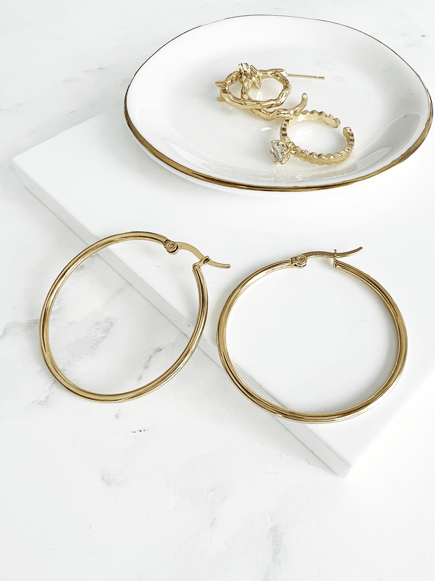 Iefe stainless steel oorringen goud