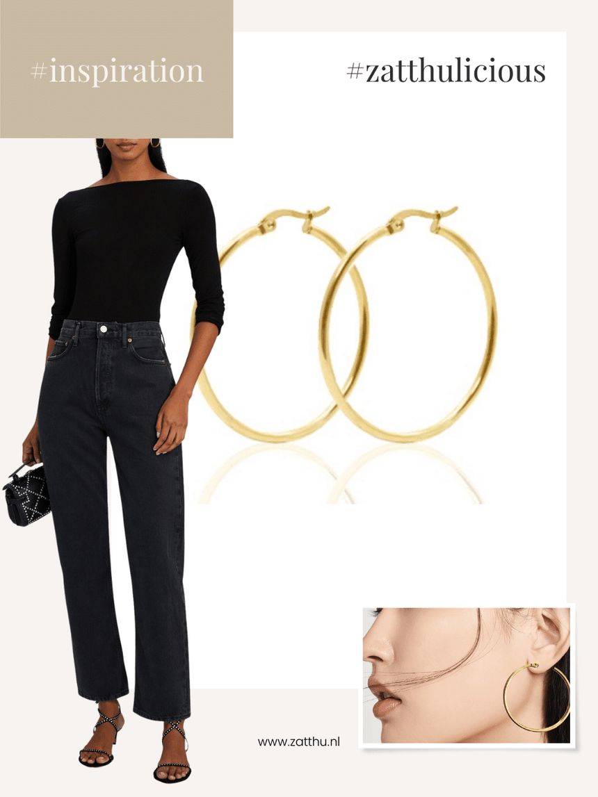 Iefe stainless steel oorringen goud