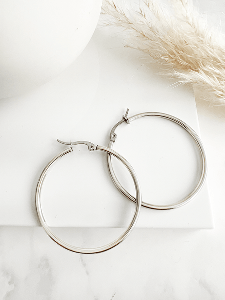 Ieke stainless steel oorringen zilver