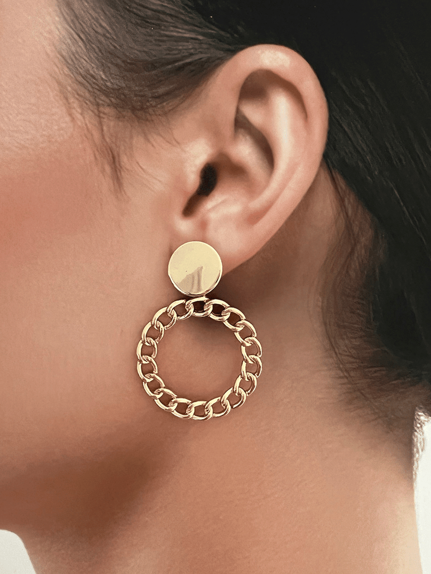 Iena statement oorbellen schakel goud