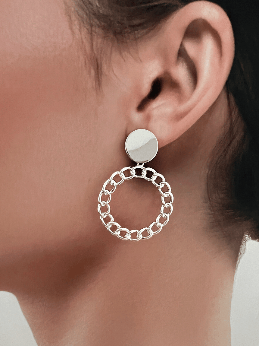 Ieta statement oorbellen schakel zilver