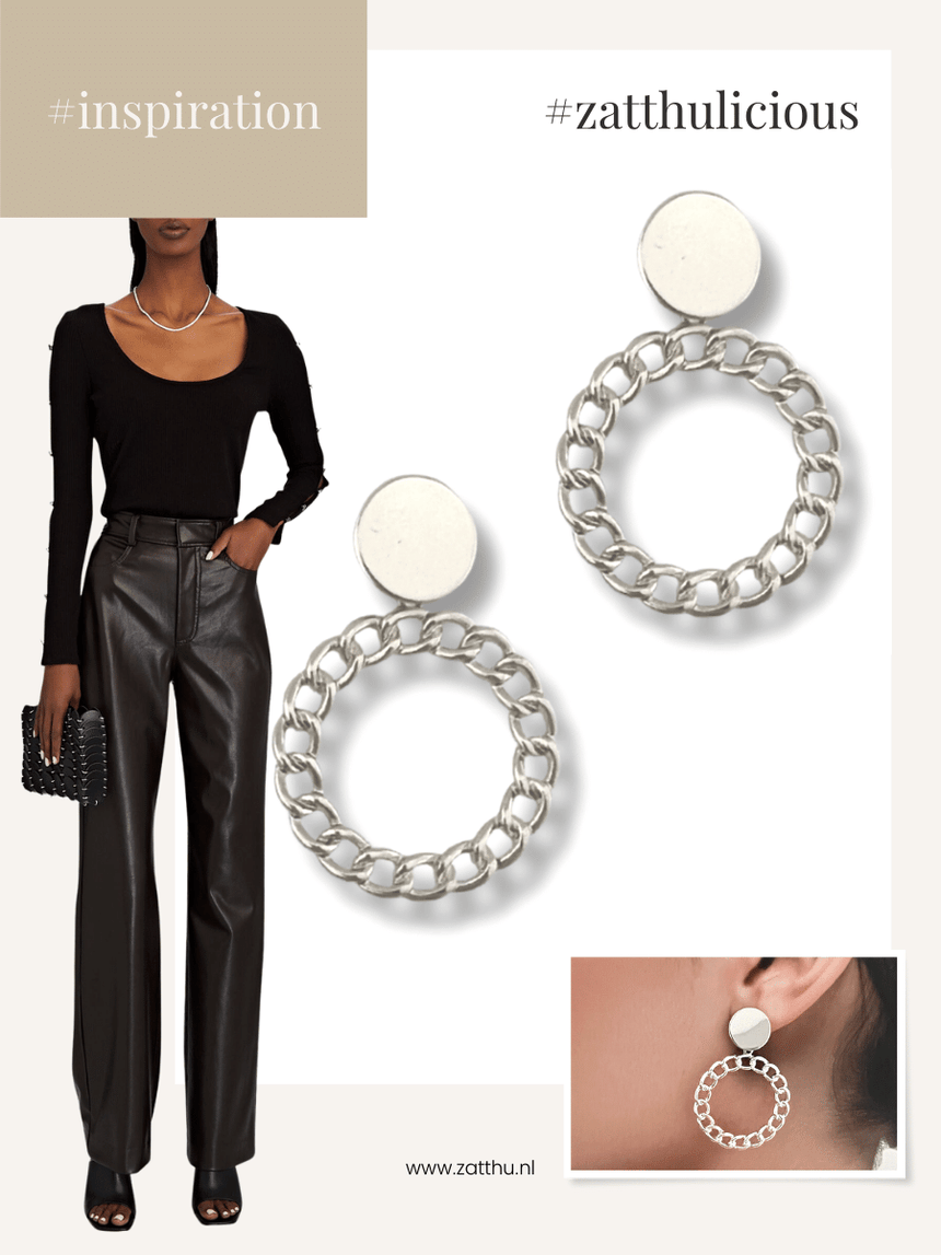 Ieta statement oorbellen schakel zilver