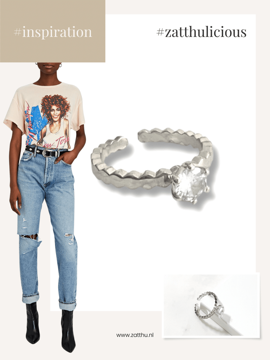 Ilfje ring met kristal zilver