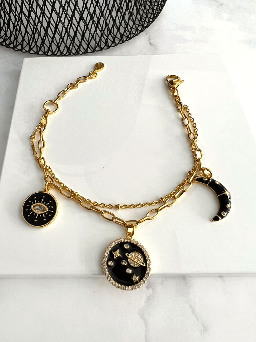 Jadi armband met zwarte bedels