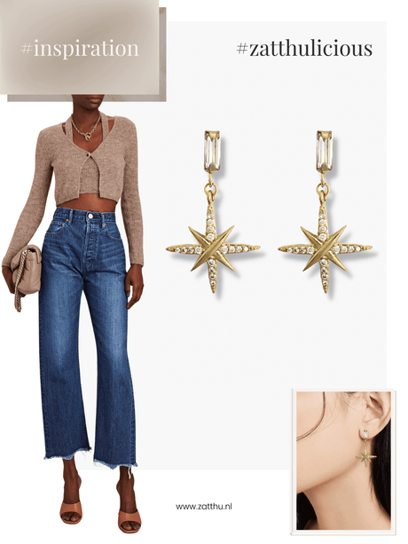 Jena oorbellen met ster verguld