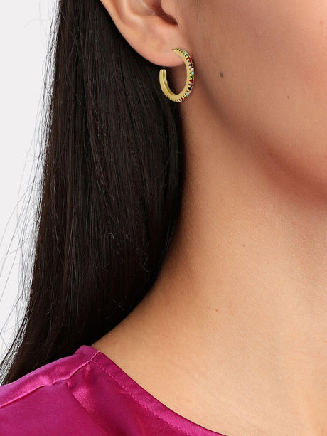 Jins oorbellen met zirkonia