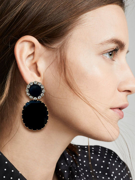 Joan statement oorbellen zwart kristal