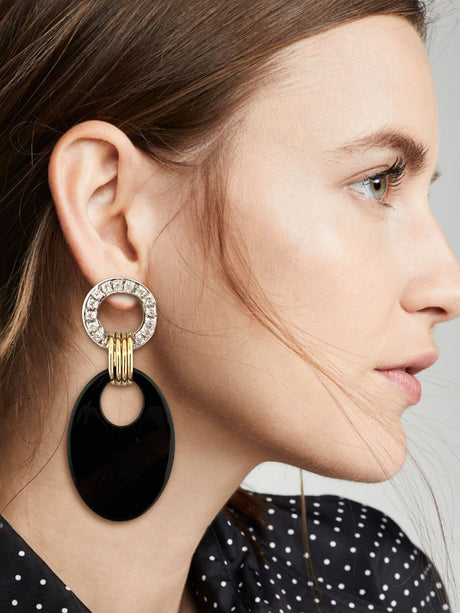 Jodi statement oorbellen zwart met zirkonia