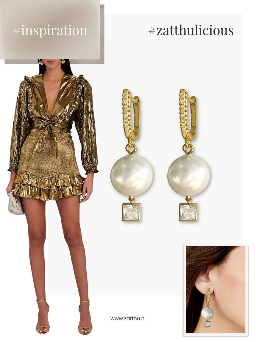 Joia zirkonia oorbellen met parel