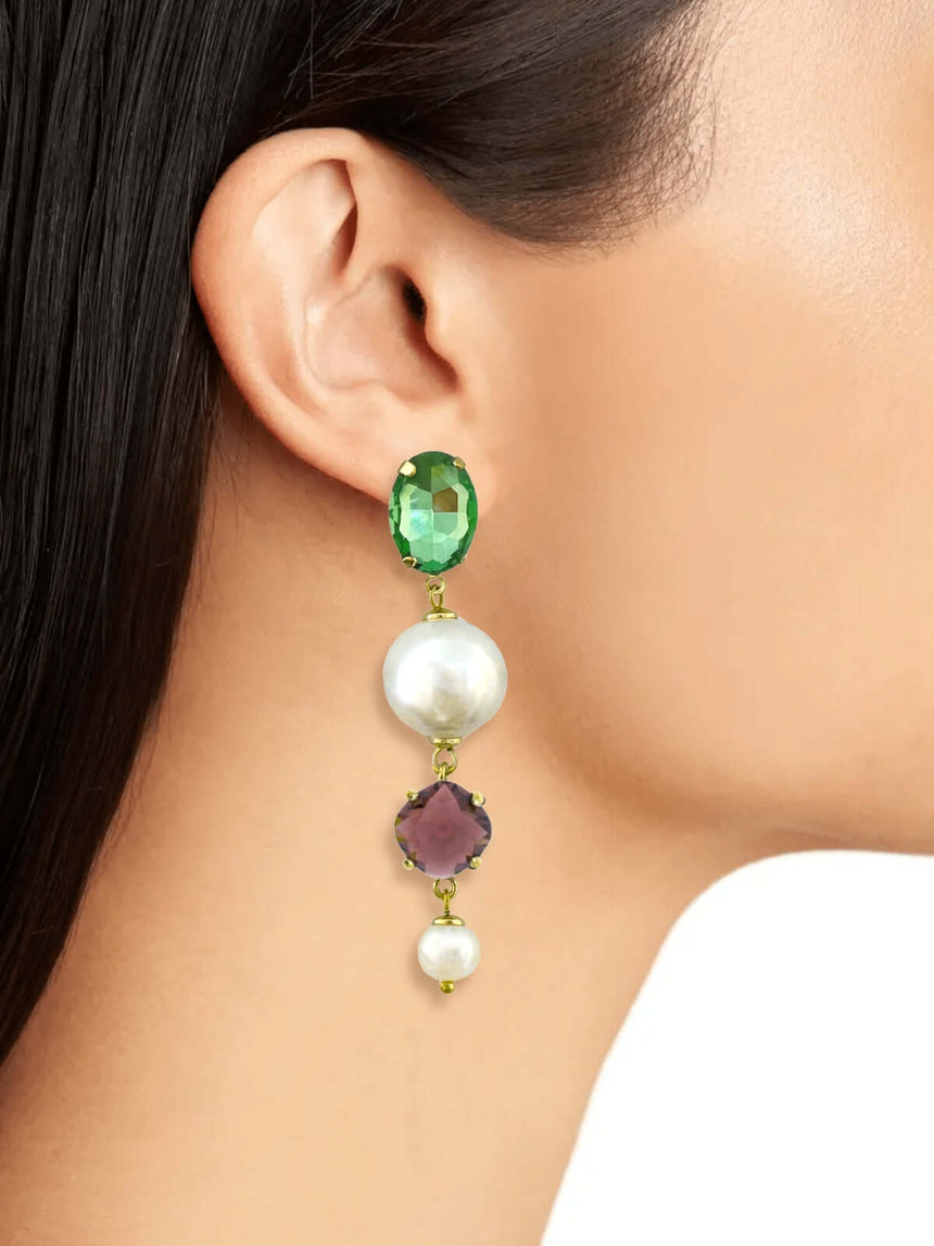 Joka multicolor oorbellen kristal en parel