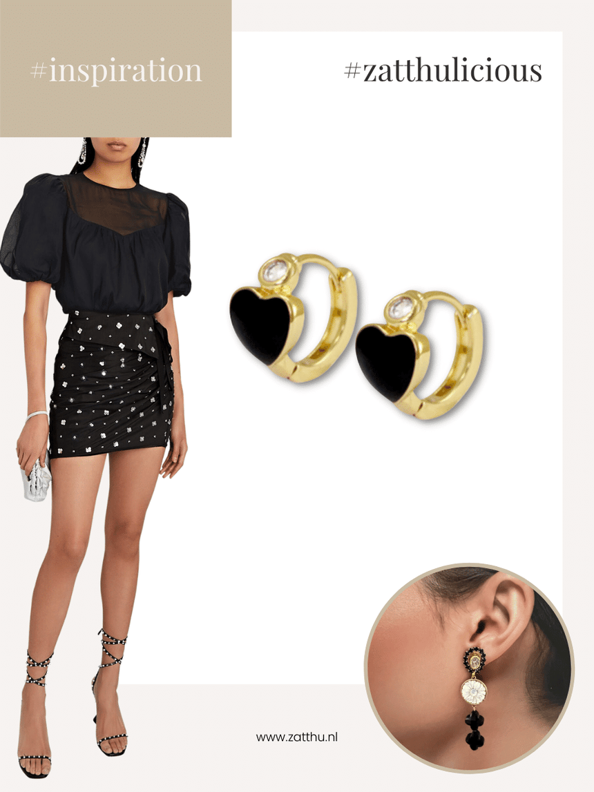 Imme oorringetje met zwart hartje