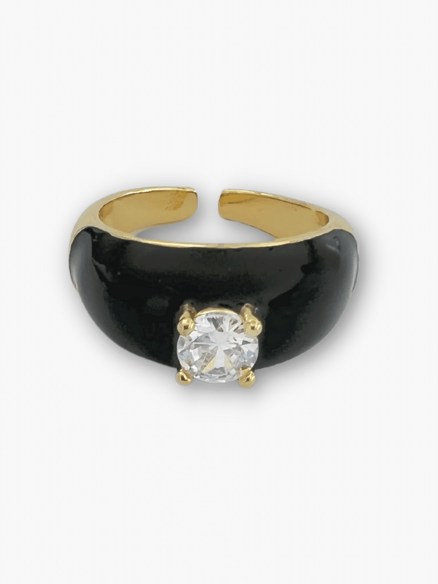 Ires statement ring zwart met steen