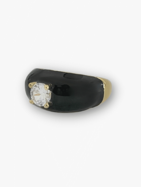 Ires statement ring zwart met steen