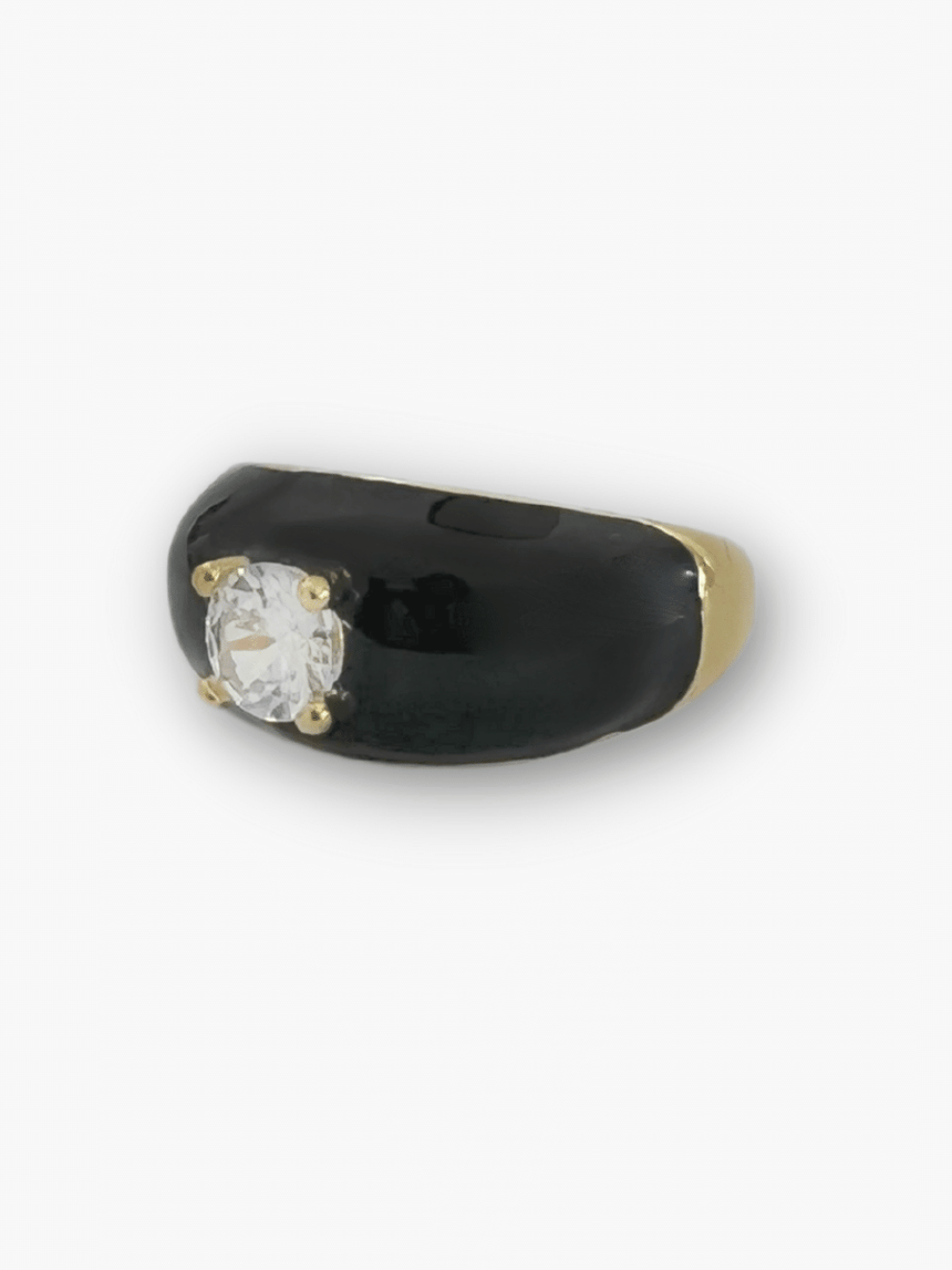 Ires statement ring zwart met steen