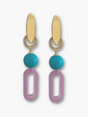 Irra paarse statement oorbellen met turquoise