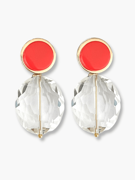 Isla oorbellen met kristal en koraaloranje steen