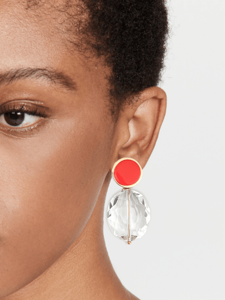 Isla oorbellen met kristal en koraaloranje steen