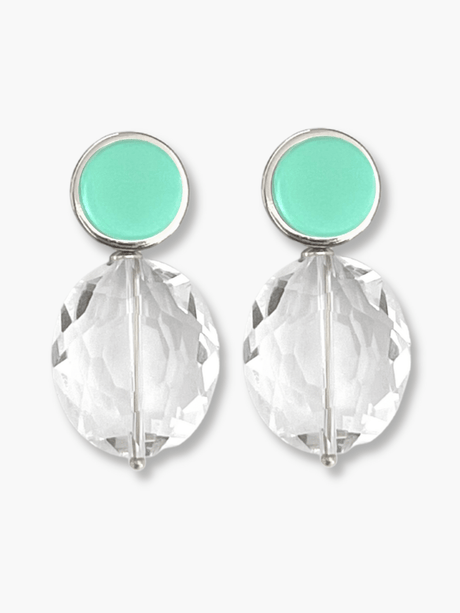 Isma oorbellen met kristal en turquoisegroene steen