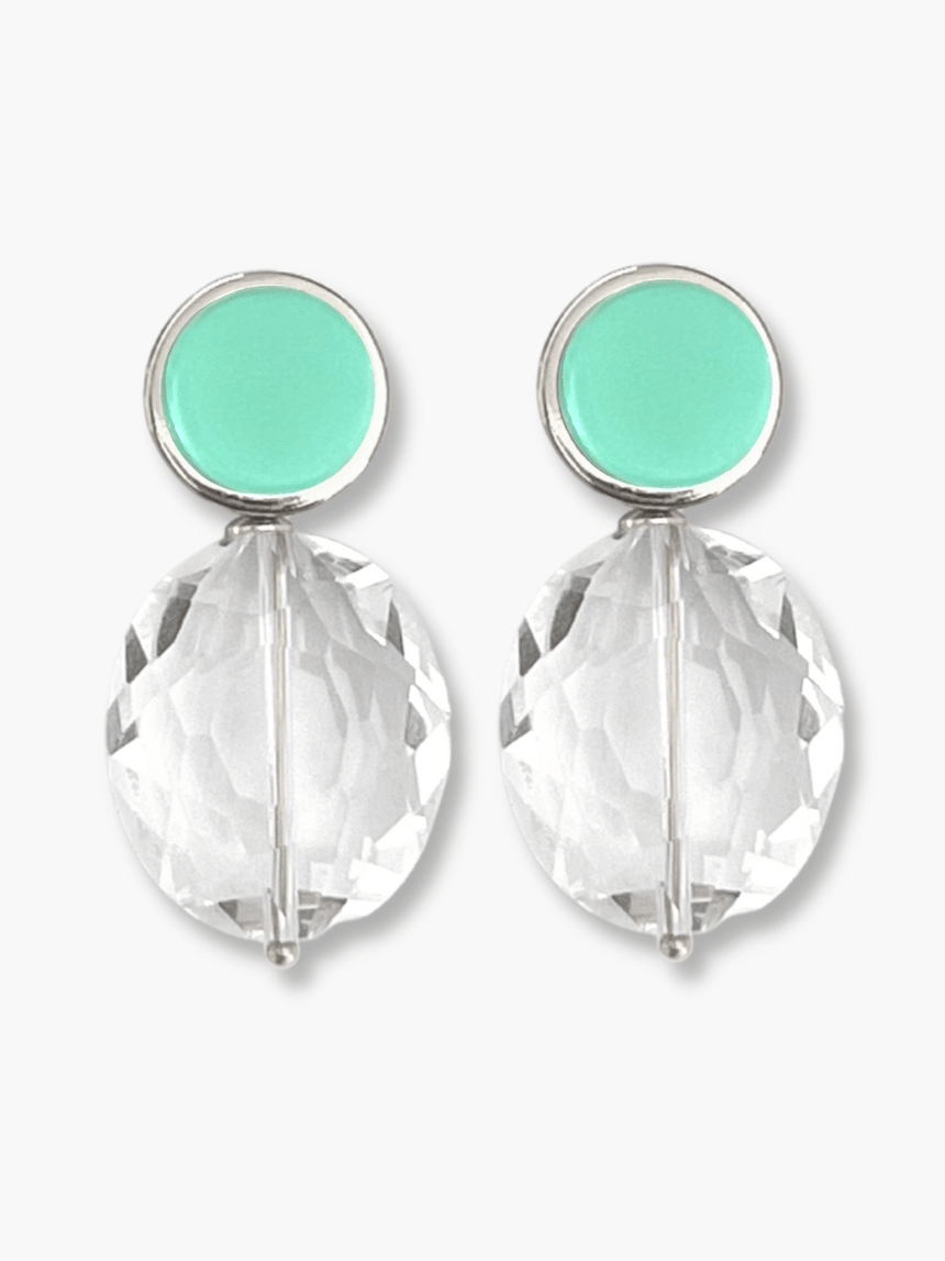 Isma oorbellen met kristal en turquoisegroene steen