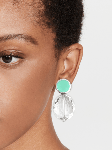 Isma oorbellen met kristal en turquoisegroene steen