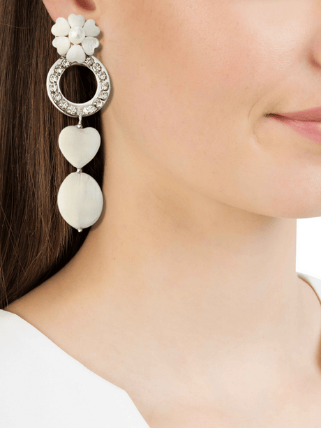 Ivey witte statement oorbellen met bloem