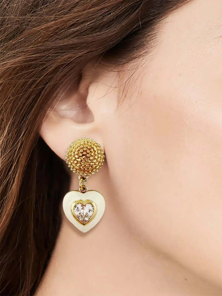 Kaat zirkonia hart oorbellen wit