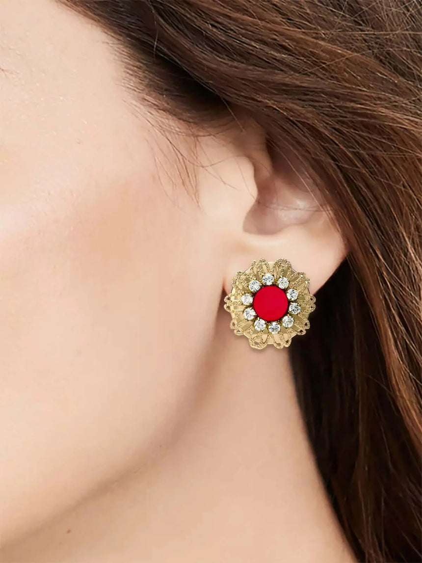 Kady bloem oorbellen rood