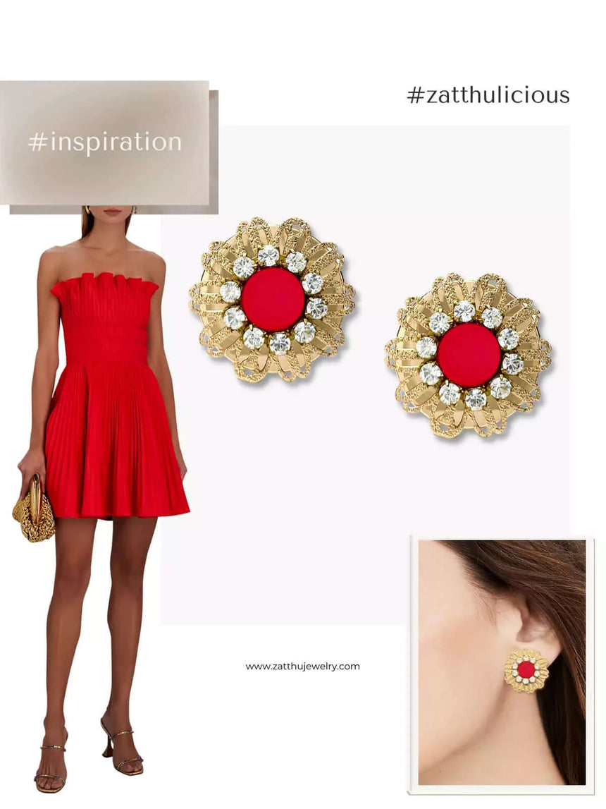 Kady bloem oorbellen rood