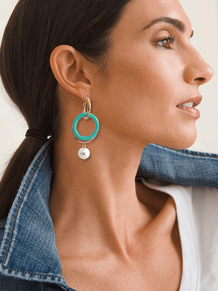 Isez veelzijdige turquoise oorringen