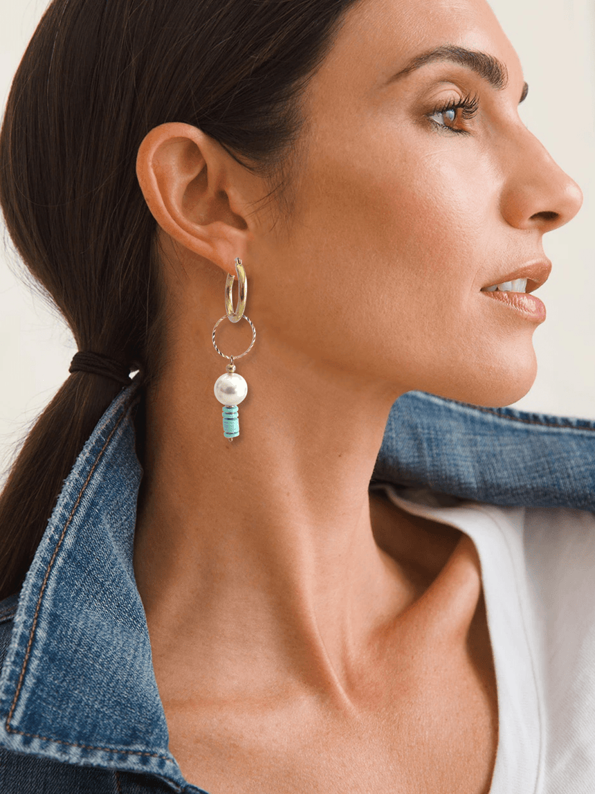 Isez veelzijdige turquoise oorringen