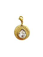 Nami goudkleurige ronde bedel met druppelvormige zirkonia – Zatthu Jewelry