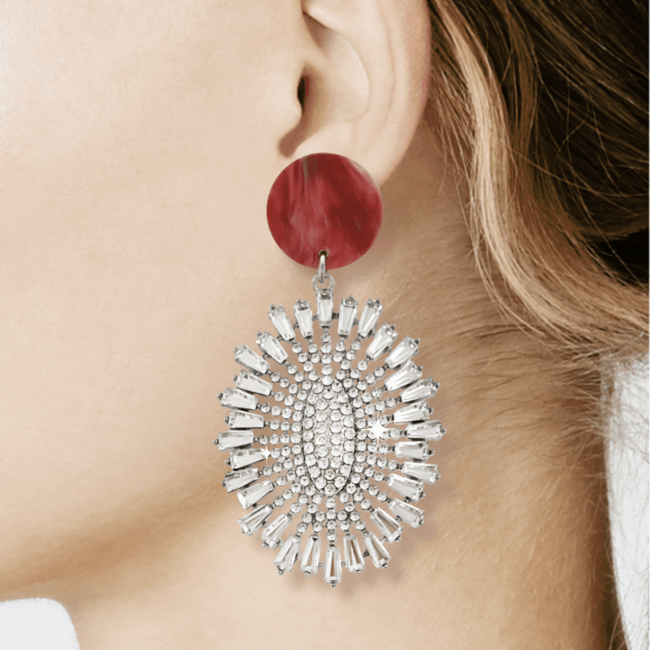 Lexi statement oorbellen met kristal