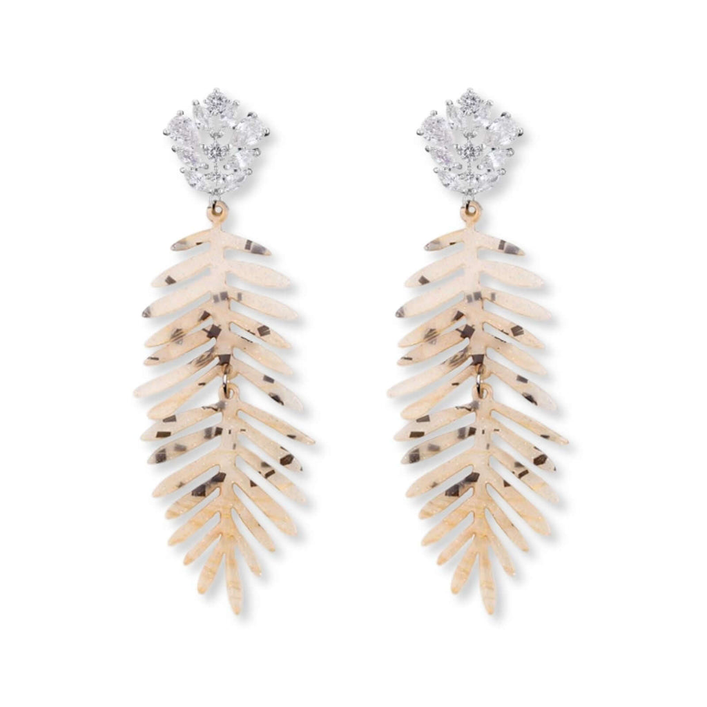 Lino resin statement oorbellen beige