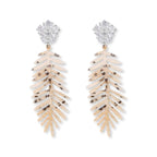 Lino resin statement oorbellen beige