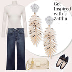 Lino resin statement oorbellen beige