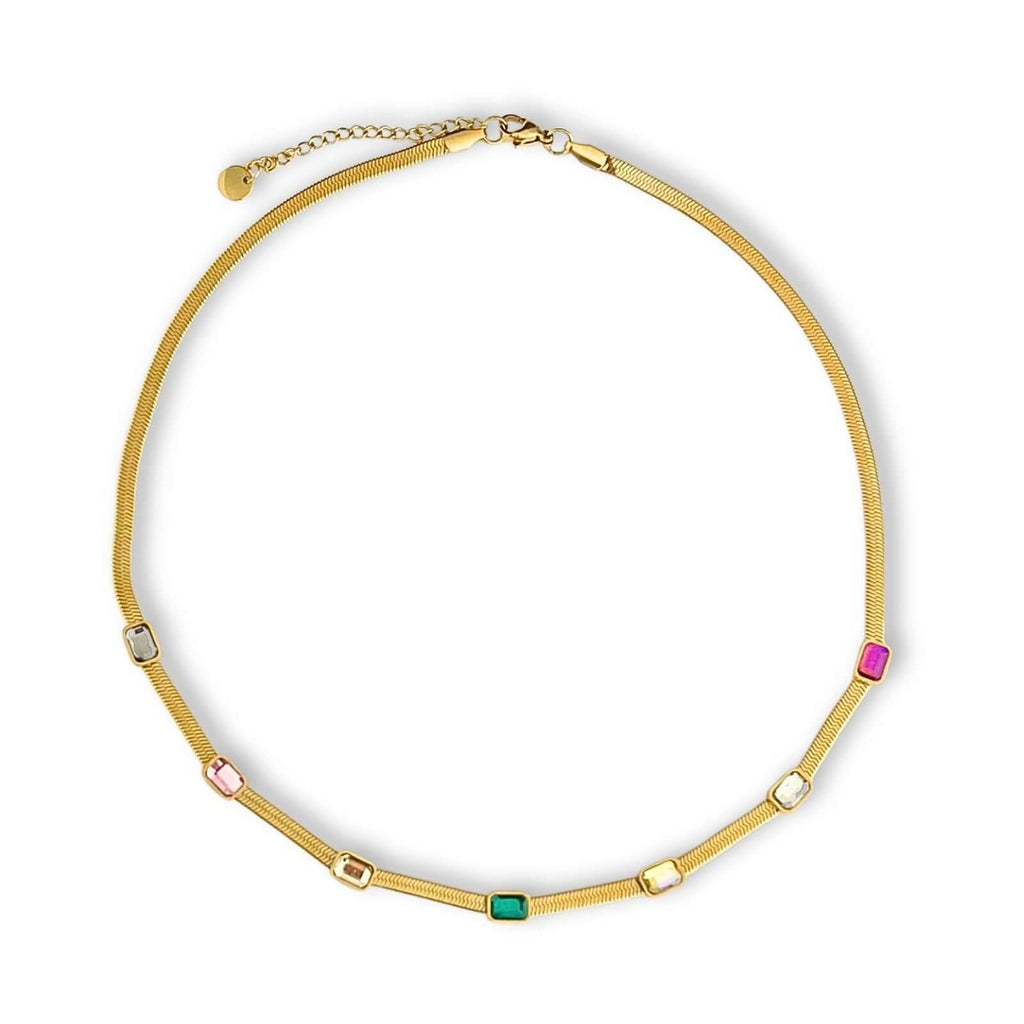 Liva snake ketting met zirkonia multicolor