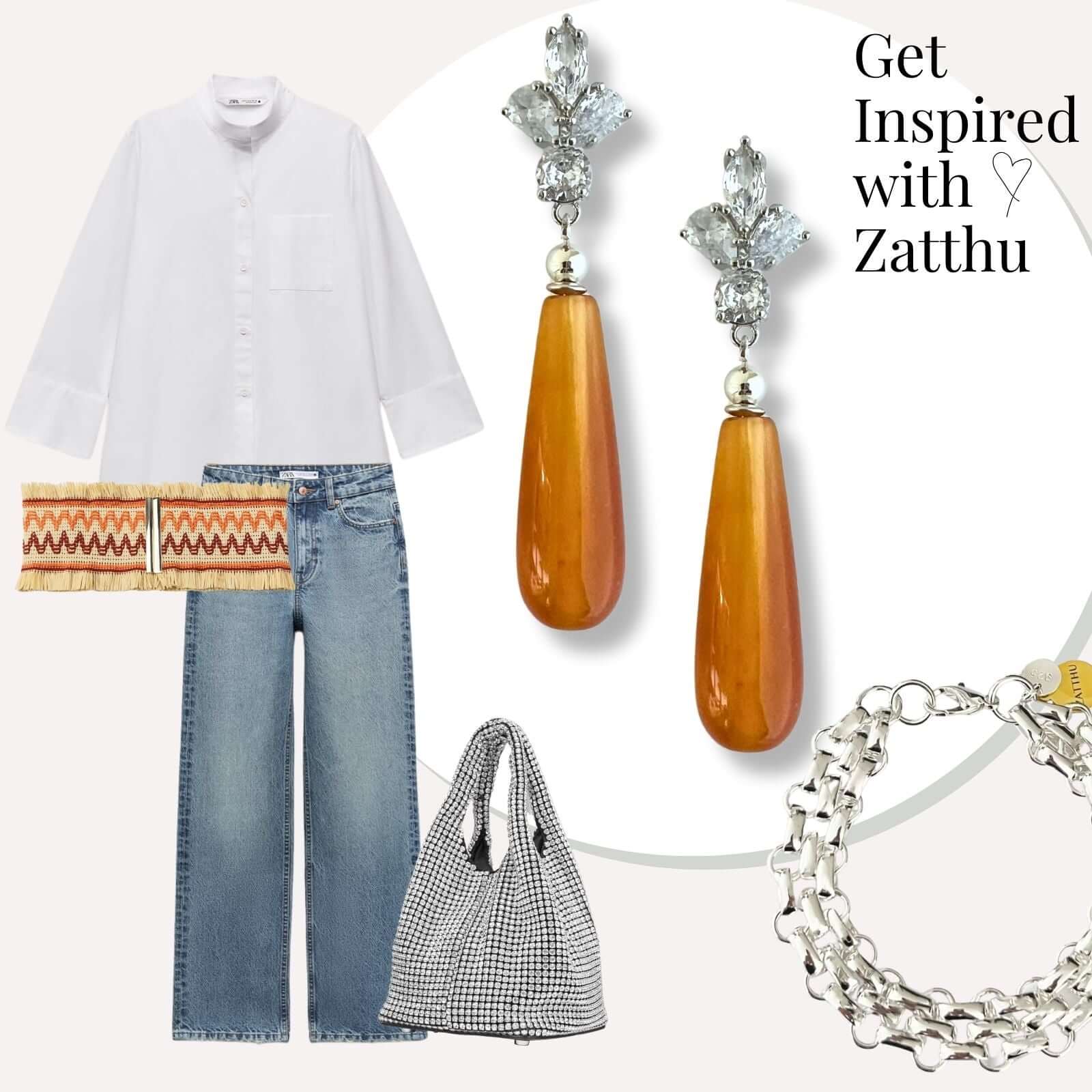 Loux oorbellen met oranje natuursteen