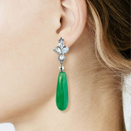 Lova oorbellen met groene natuursteen