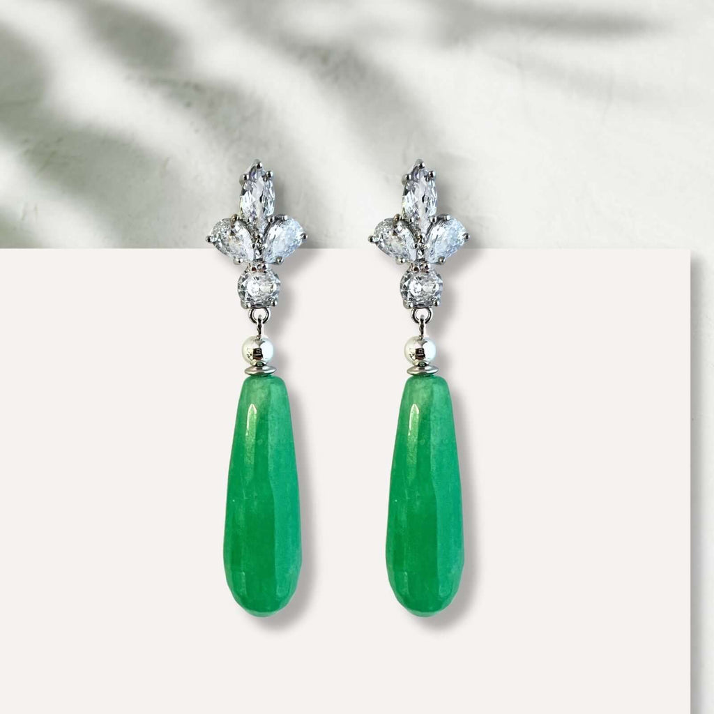 Lova oorbellen met groene natuursteen