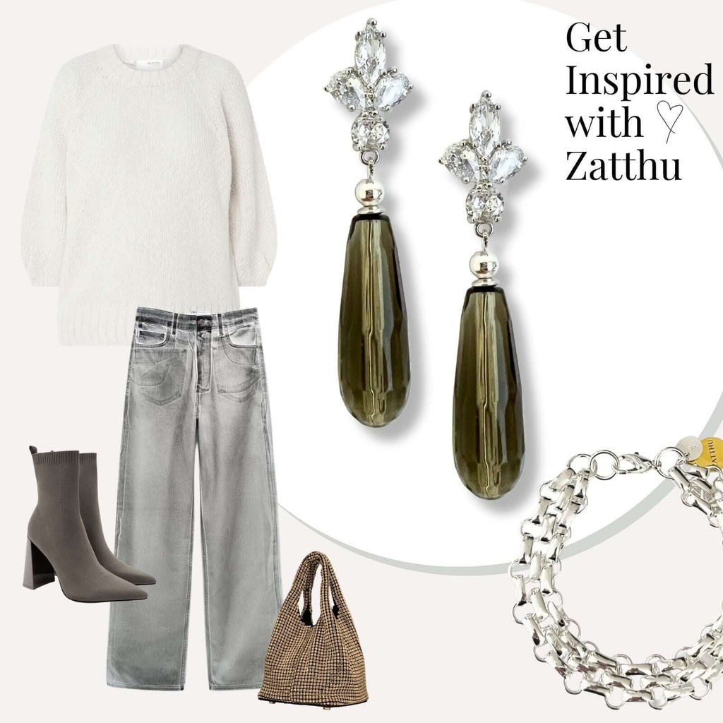 Lové oorbellen met bruine natuursteen