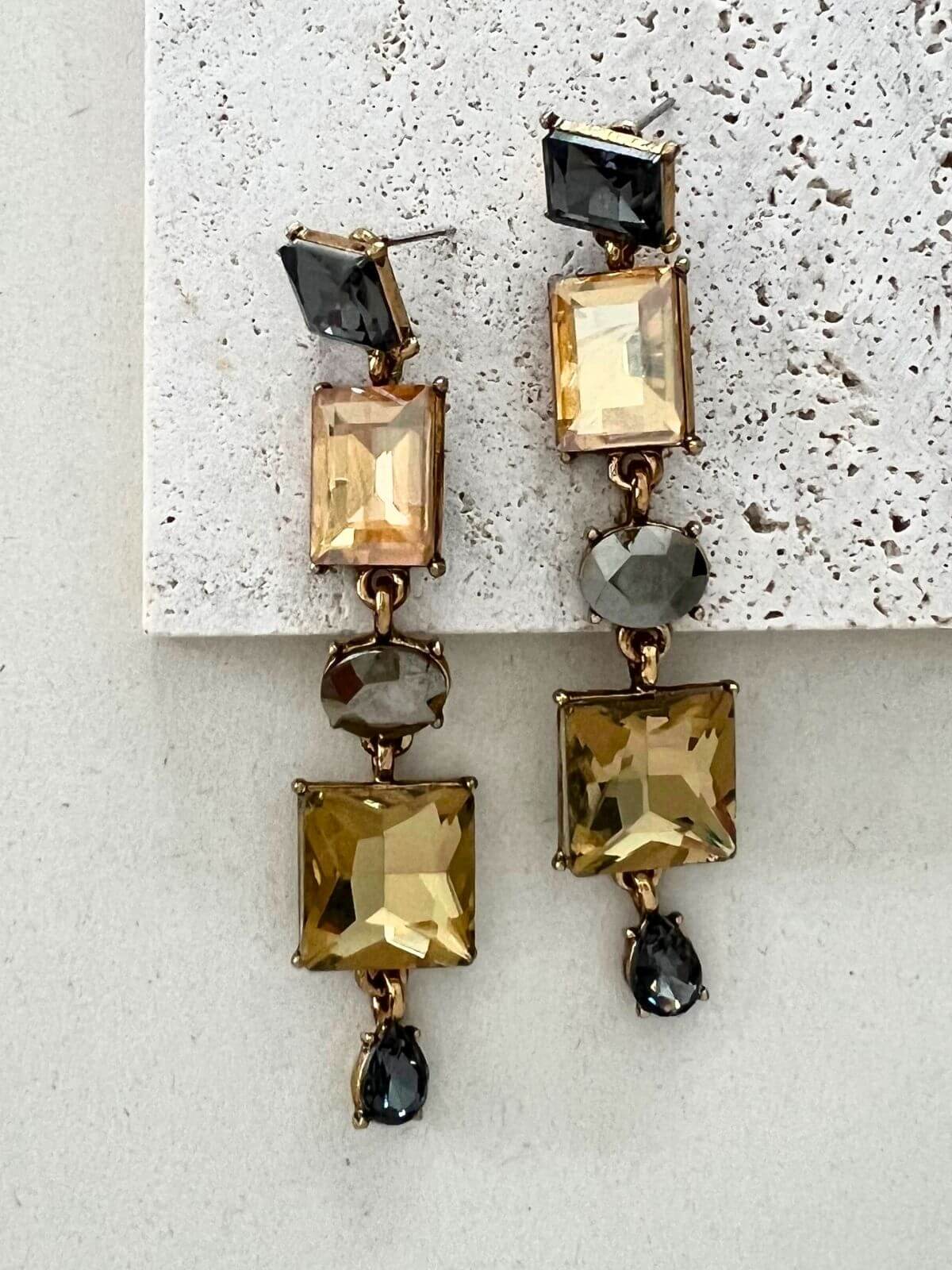 Lude statement oorbellen kristal