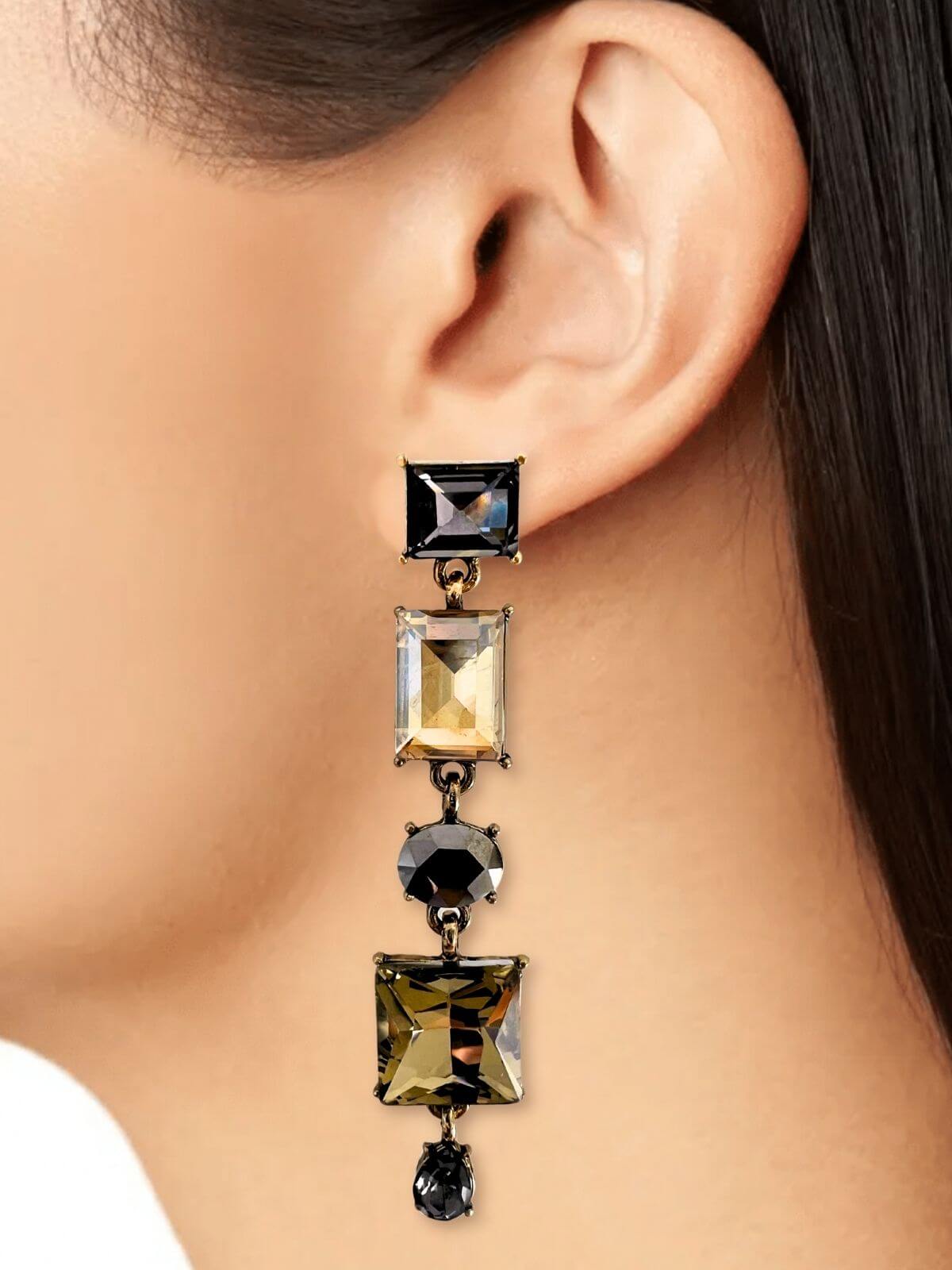 Lude statement oorbellen kristal