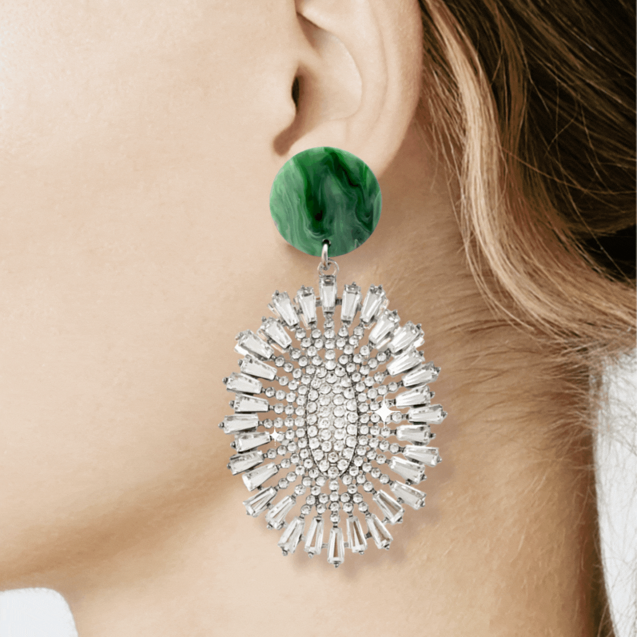 Leta statement oorbellen met kristal