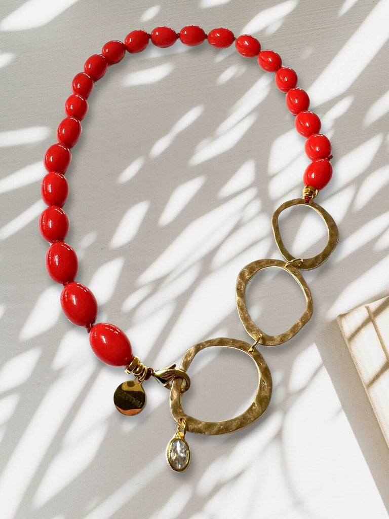 Luit statement ketting rood - One of a Kind