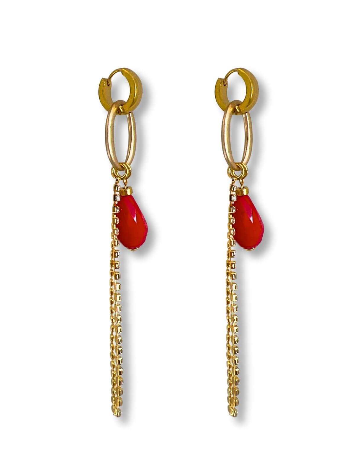 Luna oorringen met hanger en kraal - One of a Kind