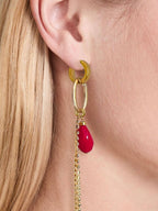 Luna oorringen met hanger en kraal - One of a Kind