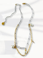 Lune dubbele schakelketting met parels