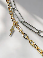 Lune dubbele schakelketting met parels