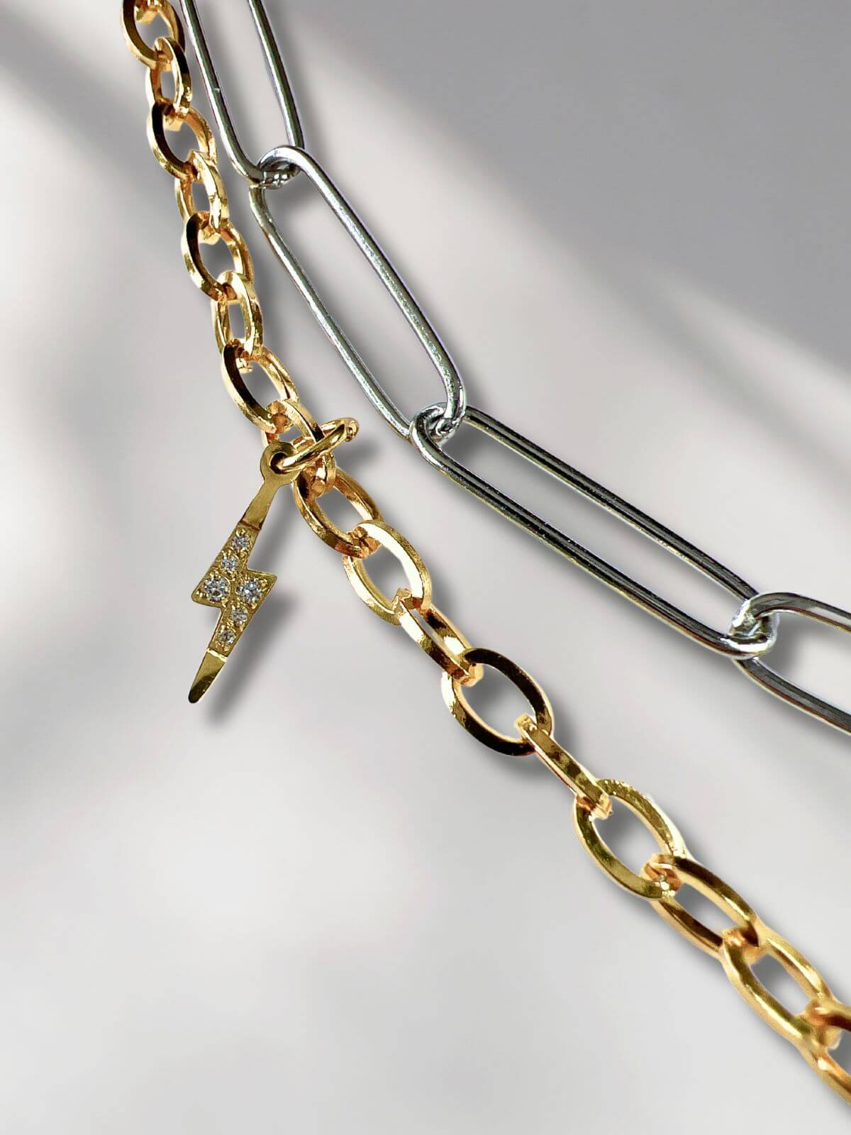 Lune dubbele schakelketting met parels