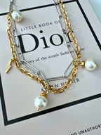 Lune dubbele schakelketting met parels